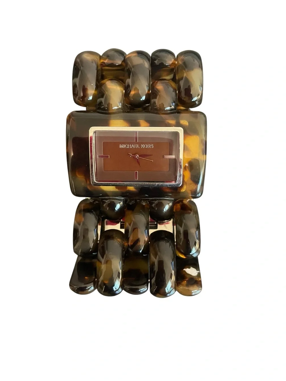 Michael Kors Tortoise Shell Resin Triple Link Chain Bracelet Watch MK-4152